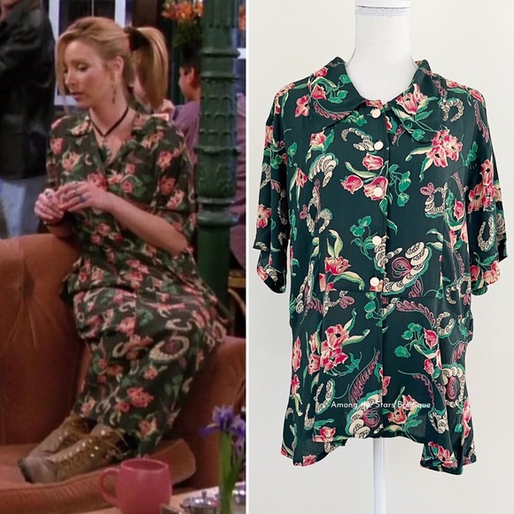 Super Rare 80s Vintage Top With Same Print as Dress ASO Phoebe Buffay in Friends - Picture 4 of 14
